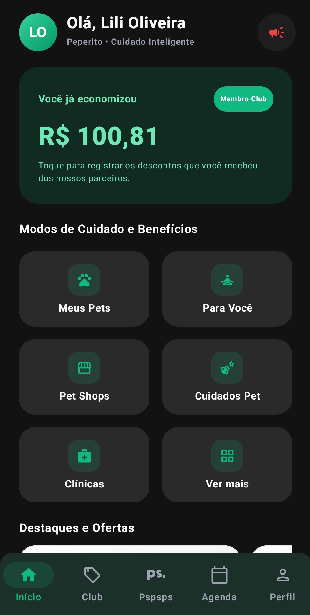 Tela do aplicativo Peperito